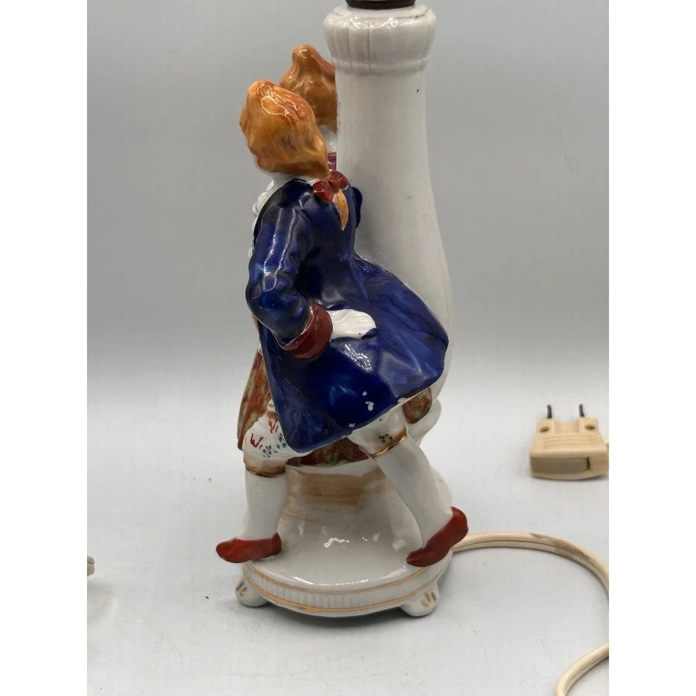 PAIR VINTAGE VICTORIAN‎ COLONIAL COUPLE FUGURINE LAMP HANDPAINTED NIPPON JAPAN